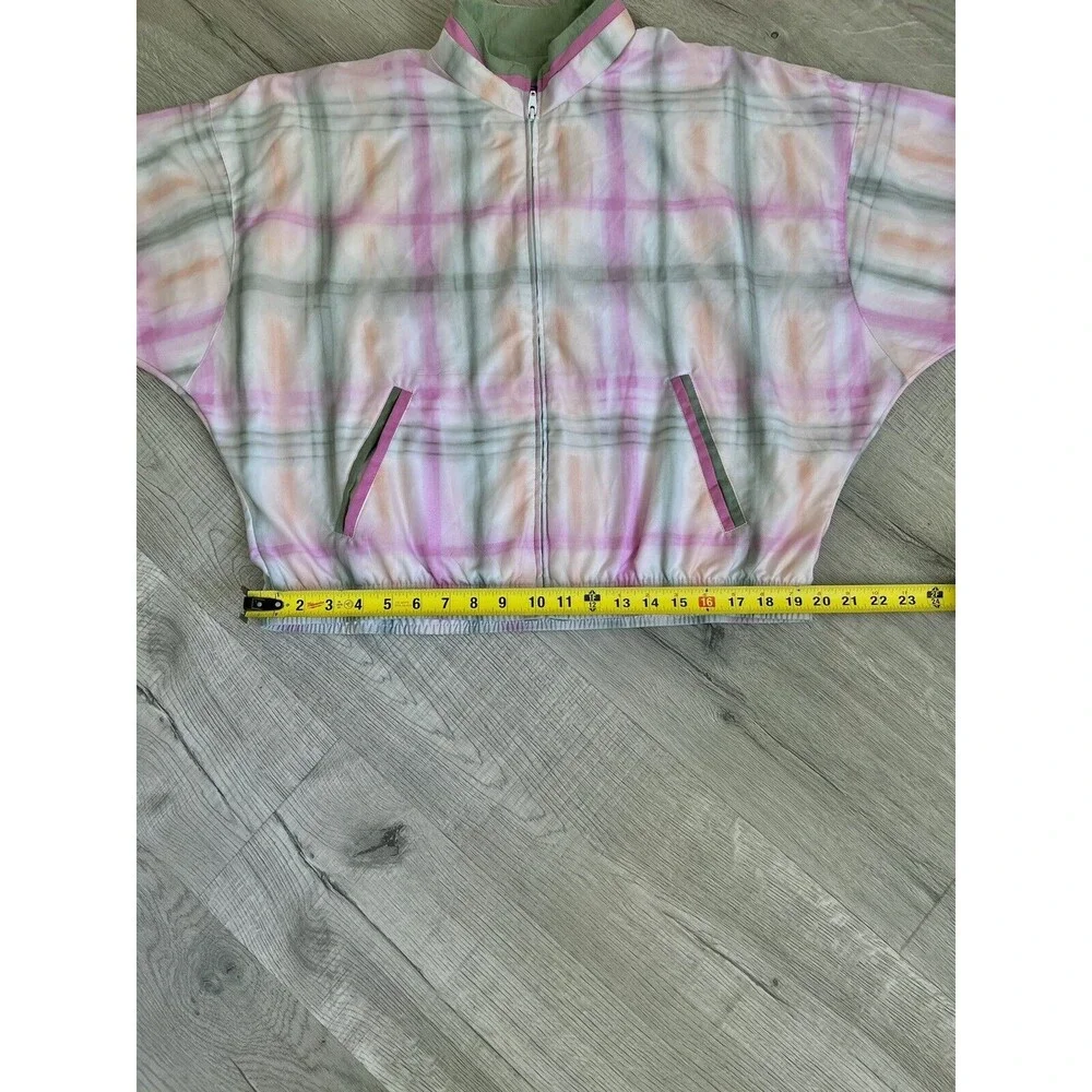 Vintage - TAIL Bomber Jacket-Green/Pink-White Plaid-size Medium - Picture 11 of 13